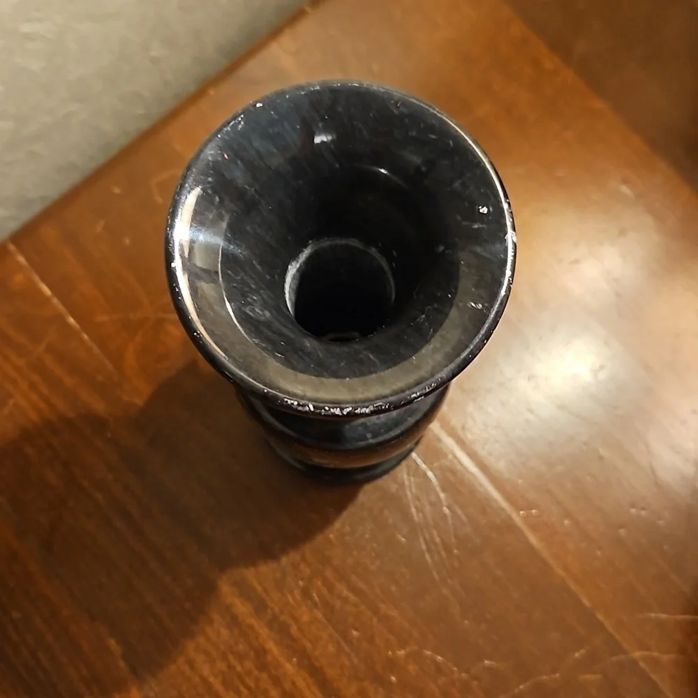 VTG Black Onyx Floral Etched Castlecore Outdoor Patio Vase - Picture 7 of 10